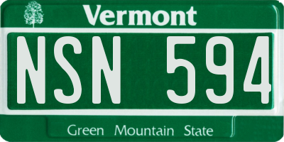 VT license plate NSN594