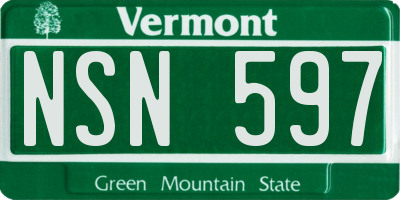 VT license plate NSN597