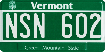 VT license plate NSN602