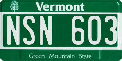 VT license plate NSN603