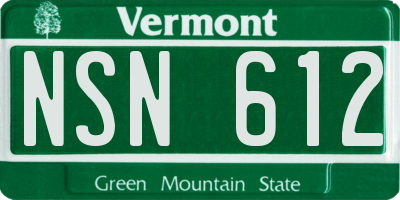 VT license plate NSN612