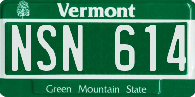 VT license plate NSN614