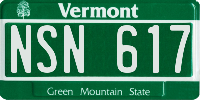 VT license plate NSN617