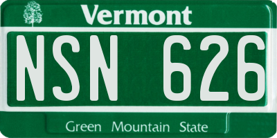 VT license plate NSN626