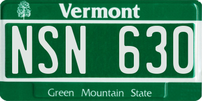 VT license plate NSN630