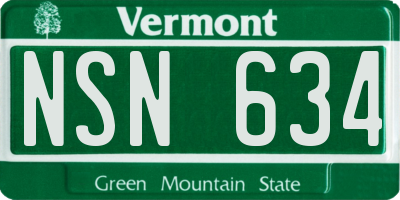 VT license plate NSN634