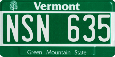 VT license plate NSN635