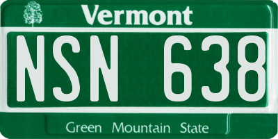 VT license plate NSN638