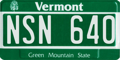 VT license plate NSN640