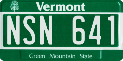 VT license plate NSN641