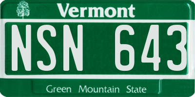 VT license plate NSN643