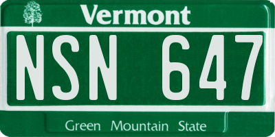 VT license plate NSN647