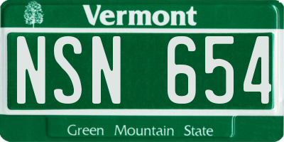 VT license plate NSN654