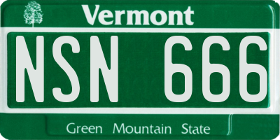 VT license plate NSN666