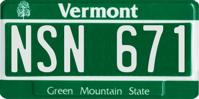 VT license plate NSN671