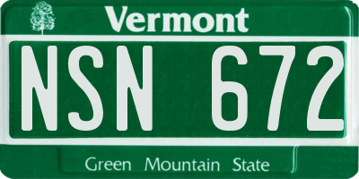 VT license plate NSN672
