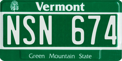 VT license plate NSN674