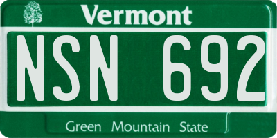 VT license plate NSN692