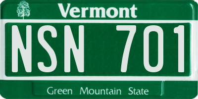 VT license plate NSN701