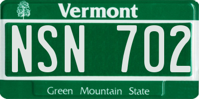 VT license plate NSN702