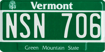 VT license plate NSN706