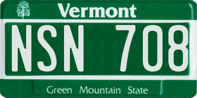 VT license plate NSN708