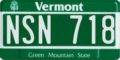 VT license plate NSN718