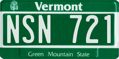 VT license plate NSN721