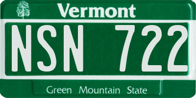 VT license plate NSN722