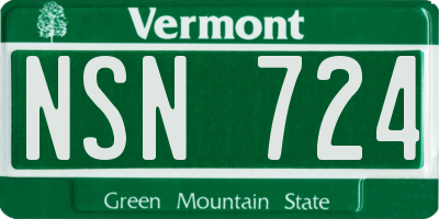 VT license plate NSN724