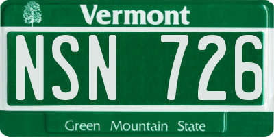 VT license plate NSN726