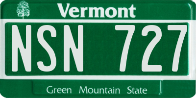 VT license plate NSN727
