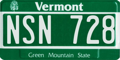 VT license plate NSN728