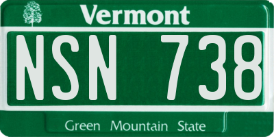 VT license plate NSN738