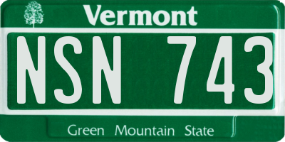 VT license plate NSN743