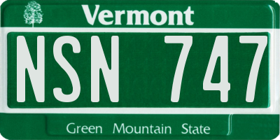 VT license plate NSN747