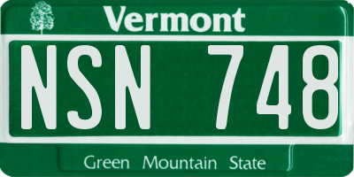 VT license plate NSN748