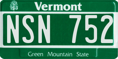 VT license plate NSN752