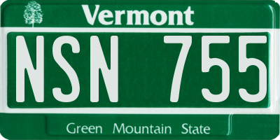 VT license plate NSN755