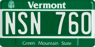VT license plate NSN760