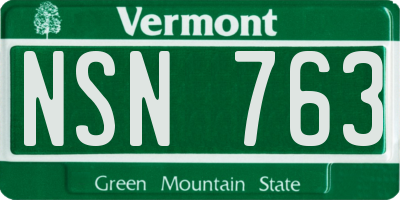 VT license plate NSN763
