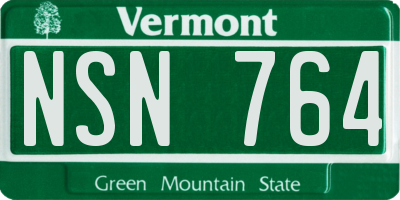 VT license plate NSN764