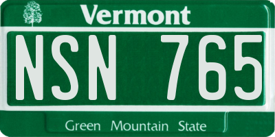 VT license plate NSN765