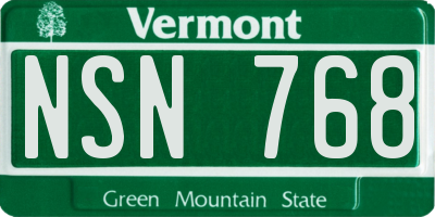 VT license plate NSN768