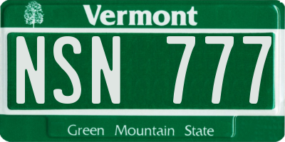 VT license plate NSN777
