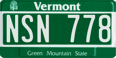 VT license plate NSN778
