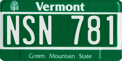 VT license plate NSN781