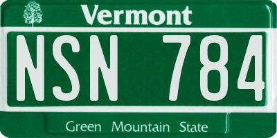 VT license plate NSN784
