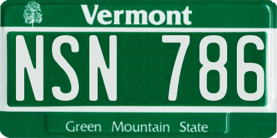 VT license plate NSN786
