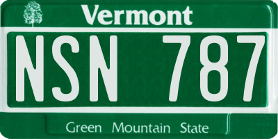 VT license plate NSN787